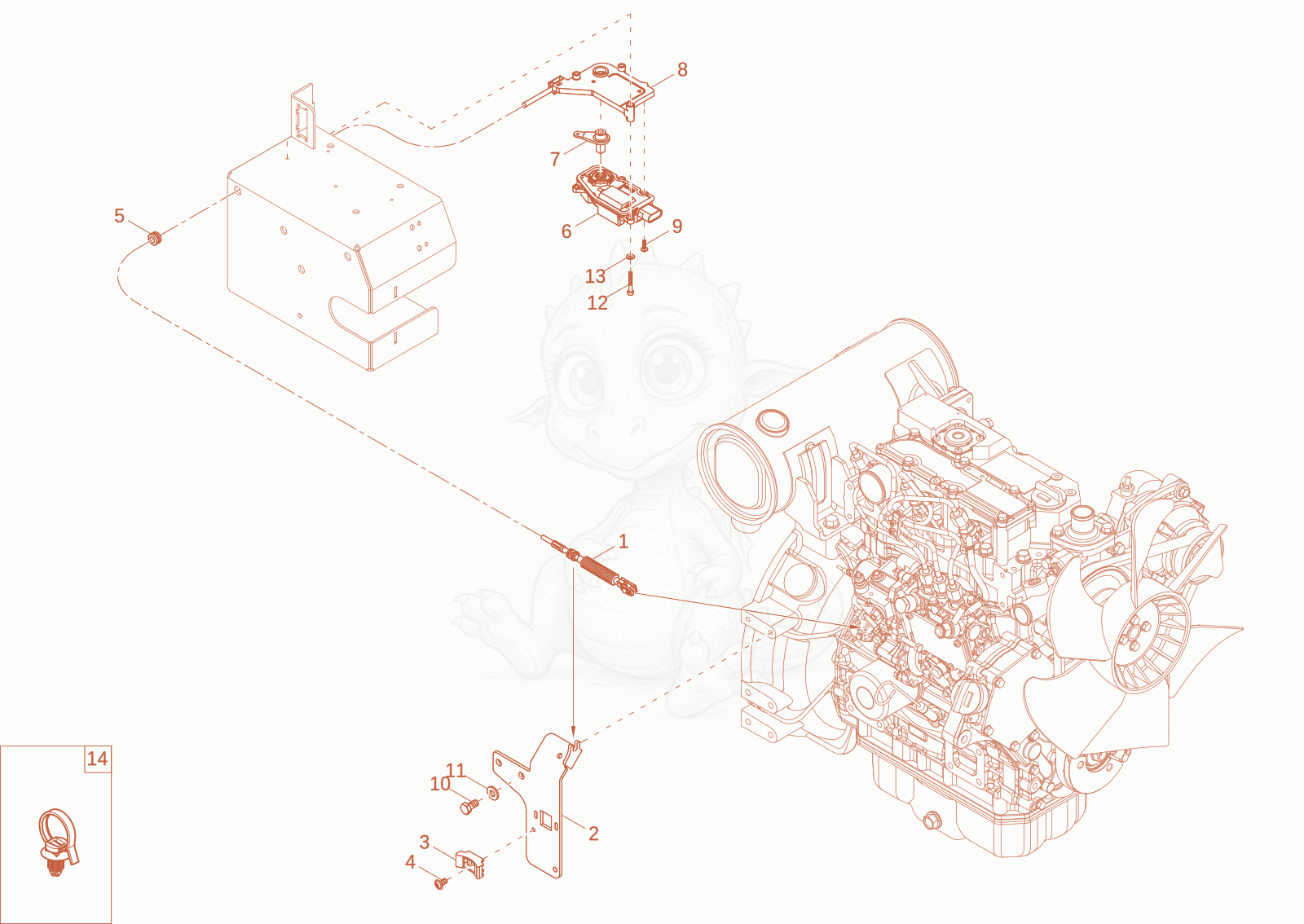 Exploded parts diagram of the ACCELERATOR of a Wacker Neuson EZ26-2, with numbered balloons