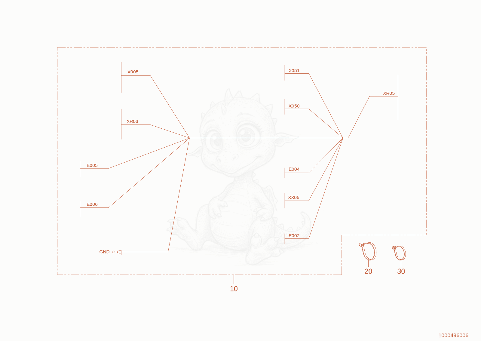 Exploded parts diagram of the wiring harness lighting of a Wacker Neuson WL20E(A09-01), with numbered balloons