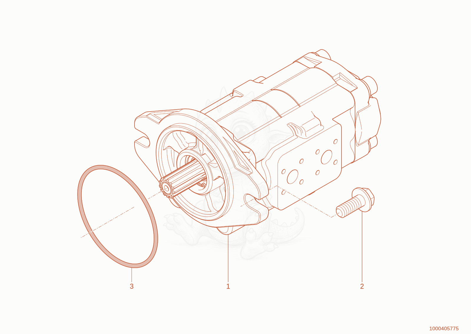 Exploded parts diagram of the hydraulic pump of a Wacker Neuson WL95(WRL90-00), with numbered balloons