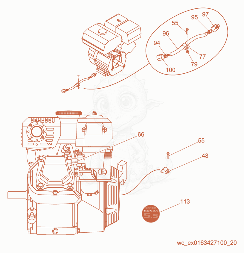 Exploded parts diagram of the Wacker Modifications of a Wacker Neuson CT36-5AEU, with numbered balloons