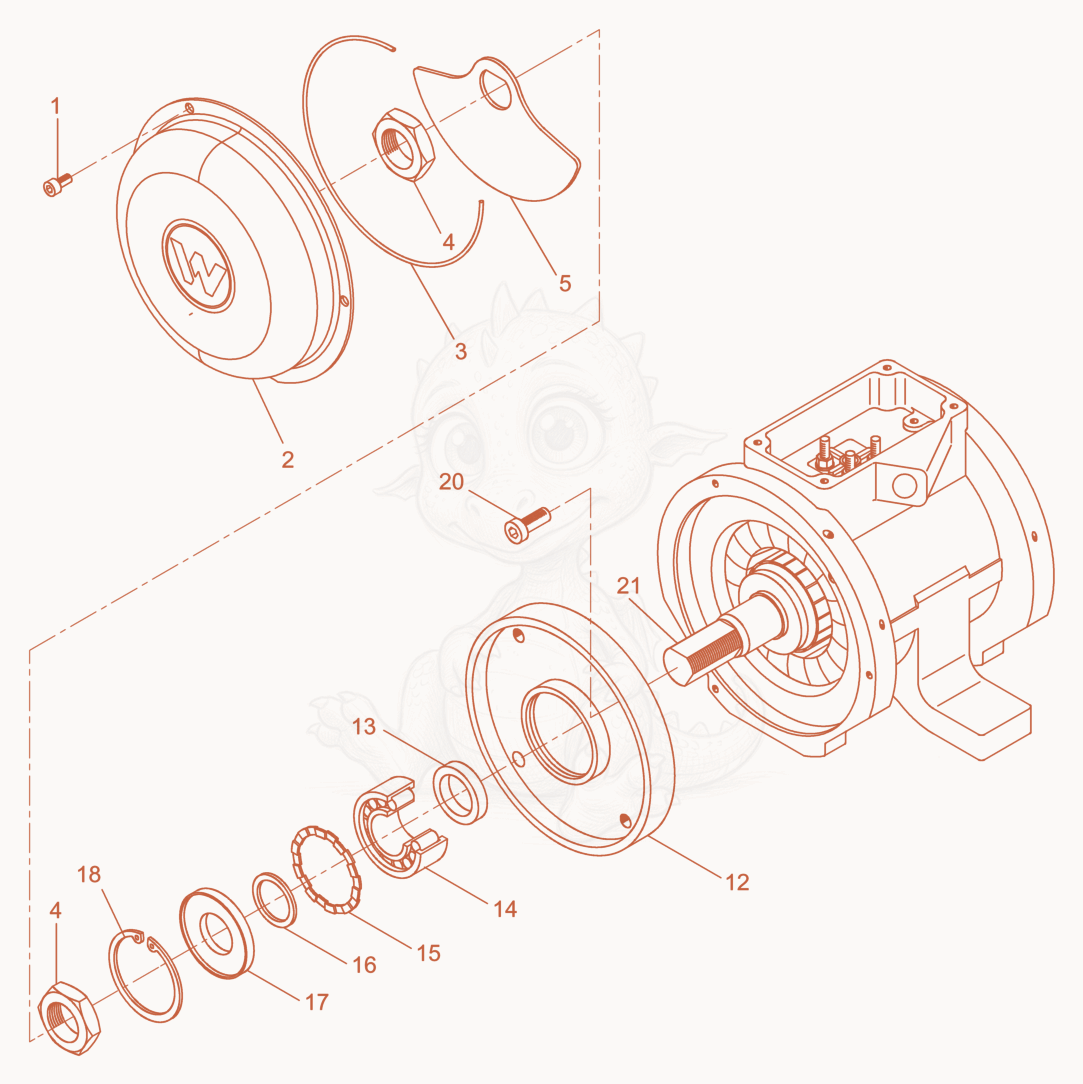 Exploded parts diagram of the External Vibrator cpl. of a Wacker Neuson AR42/6/250, with numbered balloons