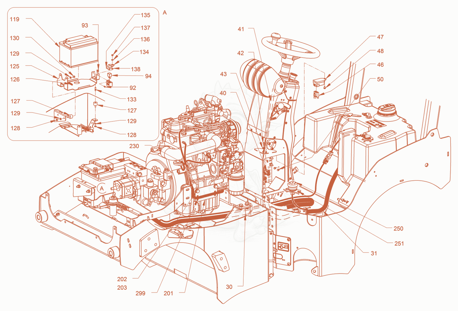 Exploded parts diagram of the electrical system of a Wacker Neuson RD18-80, with numbered balloons
