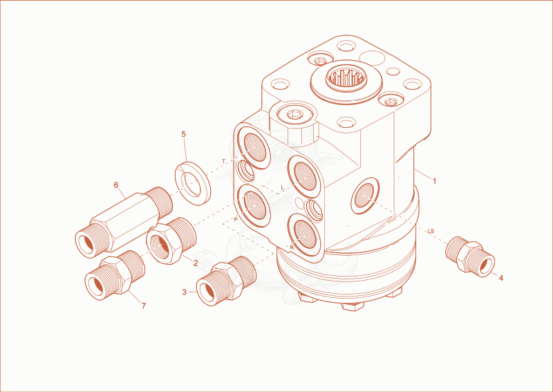 Exploded parts diagram of the steering unit of a Wacker Neuson DW50, with numbered balloons