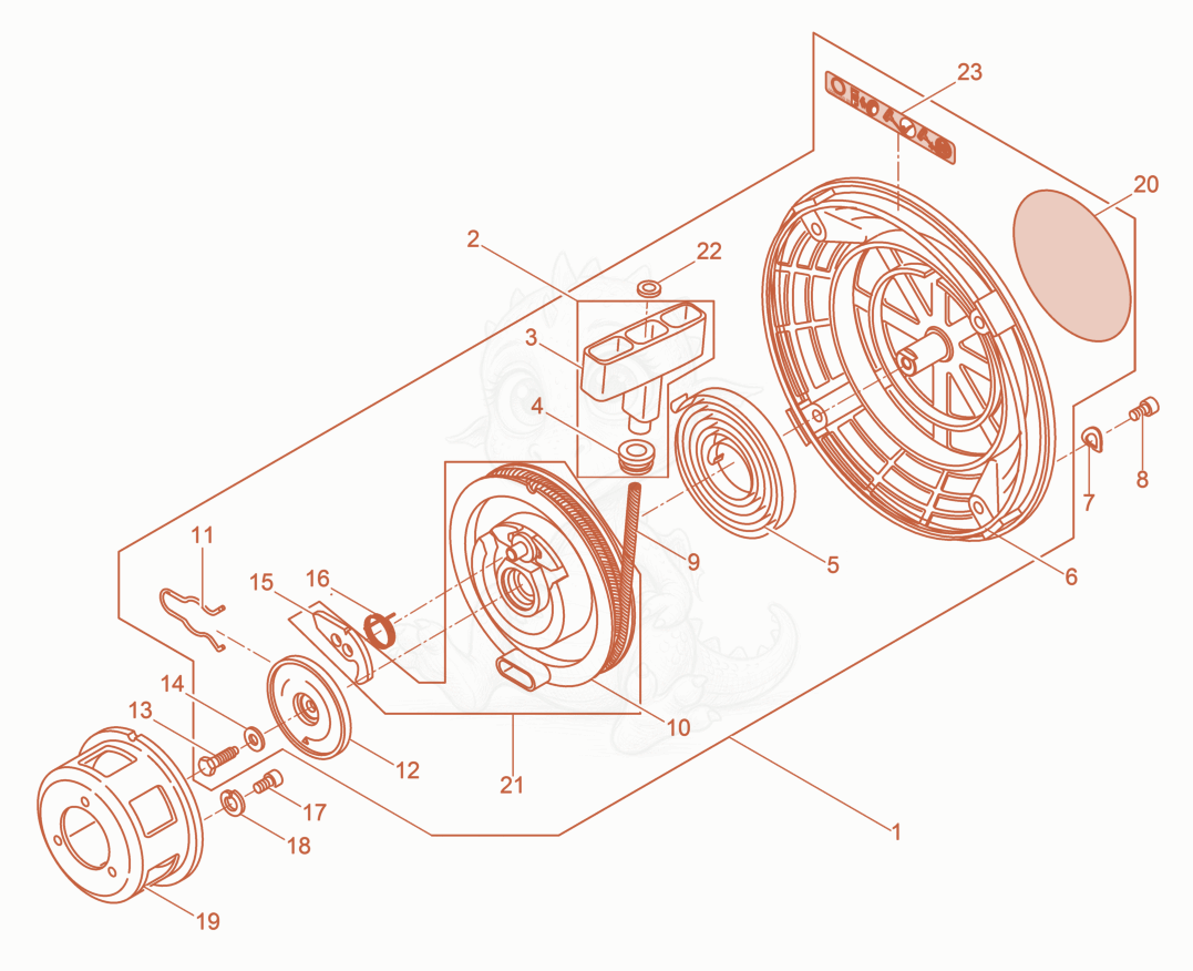 Exploded parts diagram of the Rewind Starter of a Wacker Neuson DPS3060HV, with numbered balloons