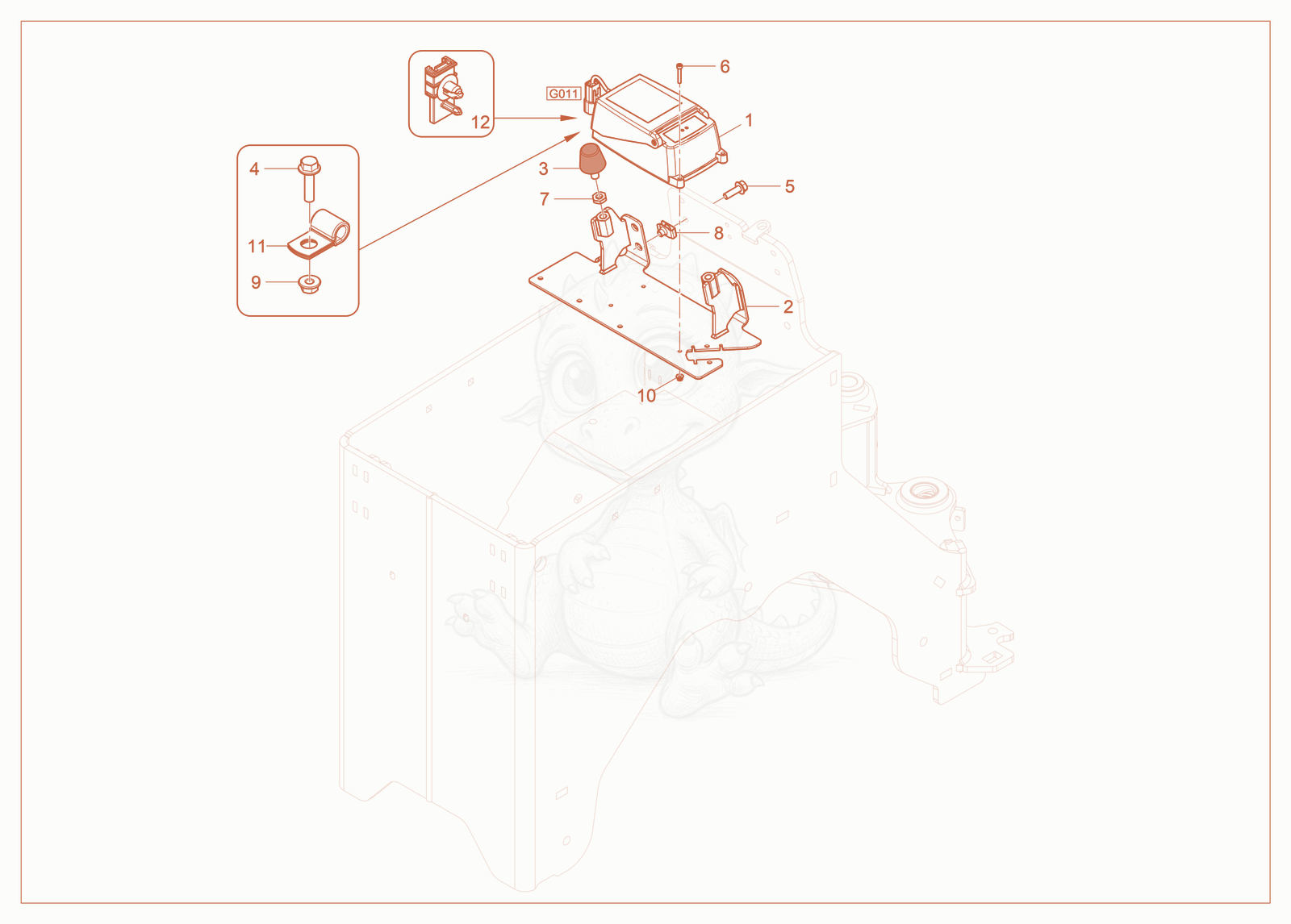 Exploded parts diagram of the Battery Charger of a Wacker Neuson HTC15, with numbered balloons