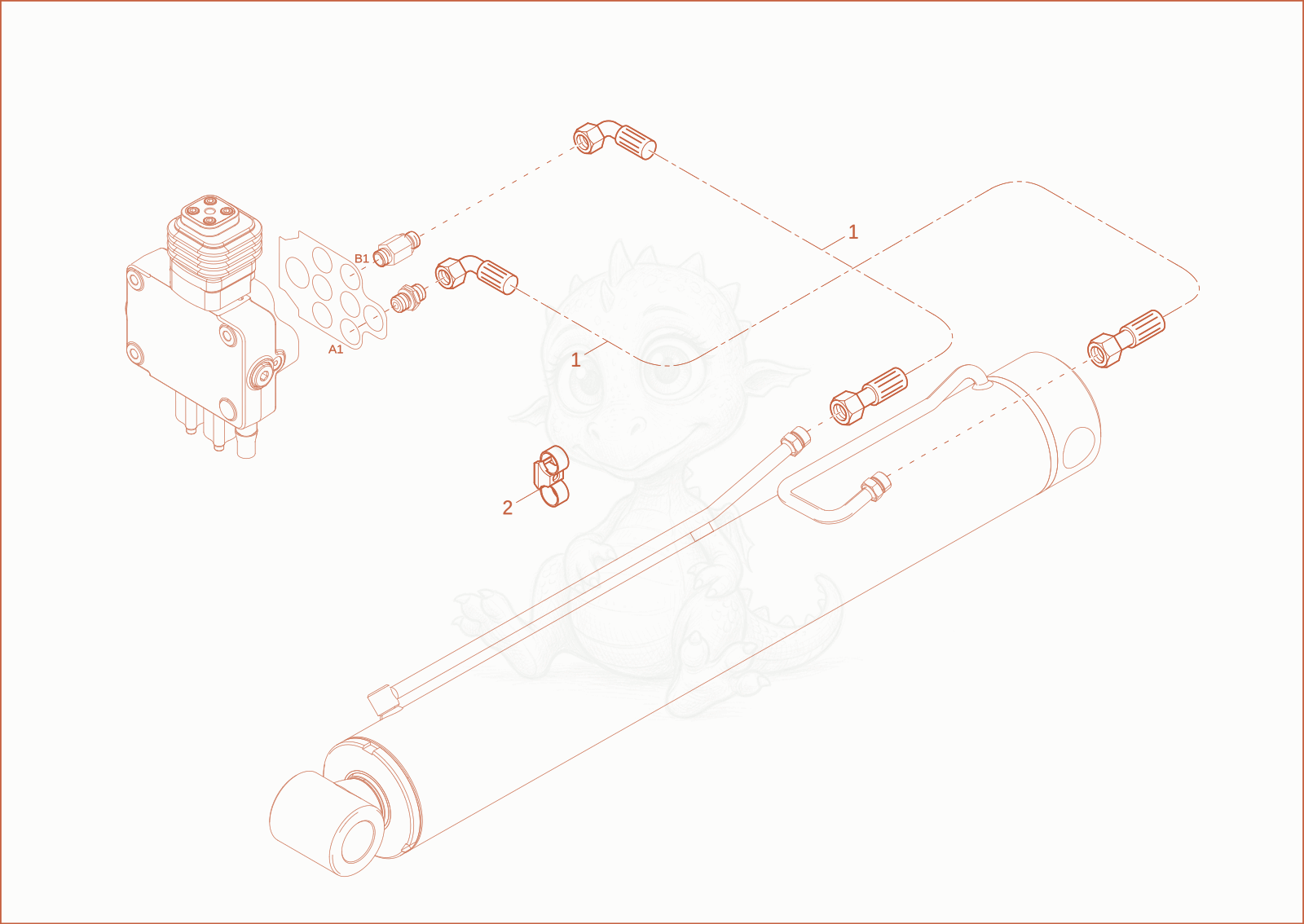 Exploded parts diagram of the TILT CYLINDER OPERATION of a Wacker Neuson DW50-2, with numbered balloons