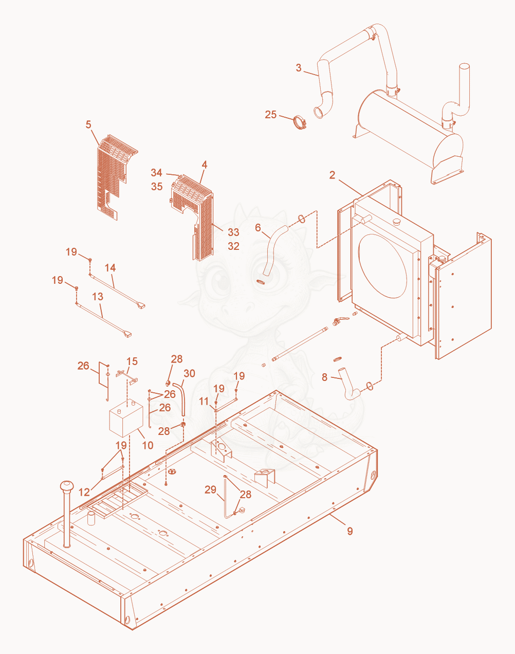 Exploded parts diagram of the Engine Shrouding of a Wacker Neuson G110, with numbered balloons