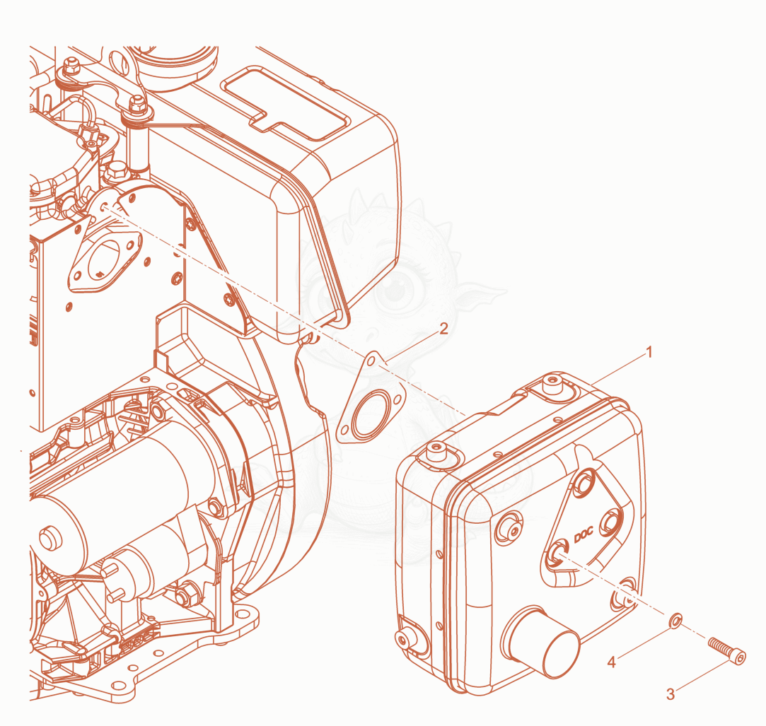 Exploded parts diagram of the Exhaust Silencer DOC of a Wacker Neuson DPU6555HEHAPN, with numbered balloons