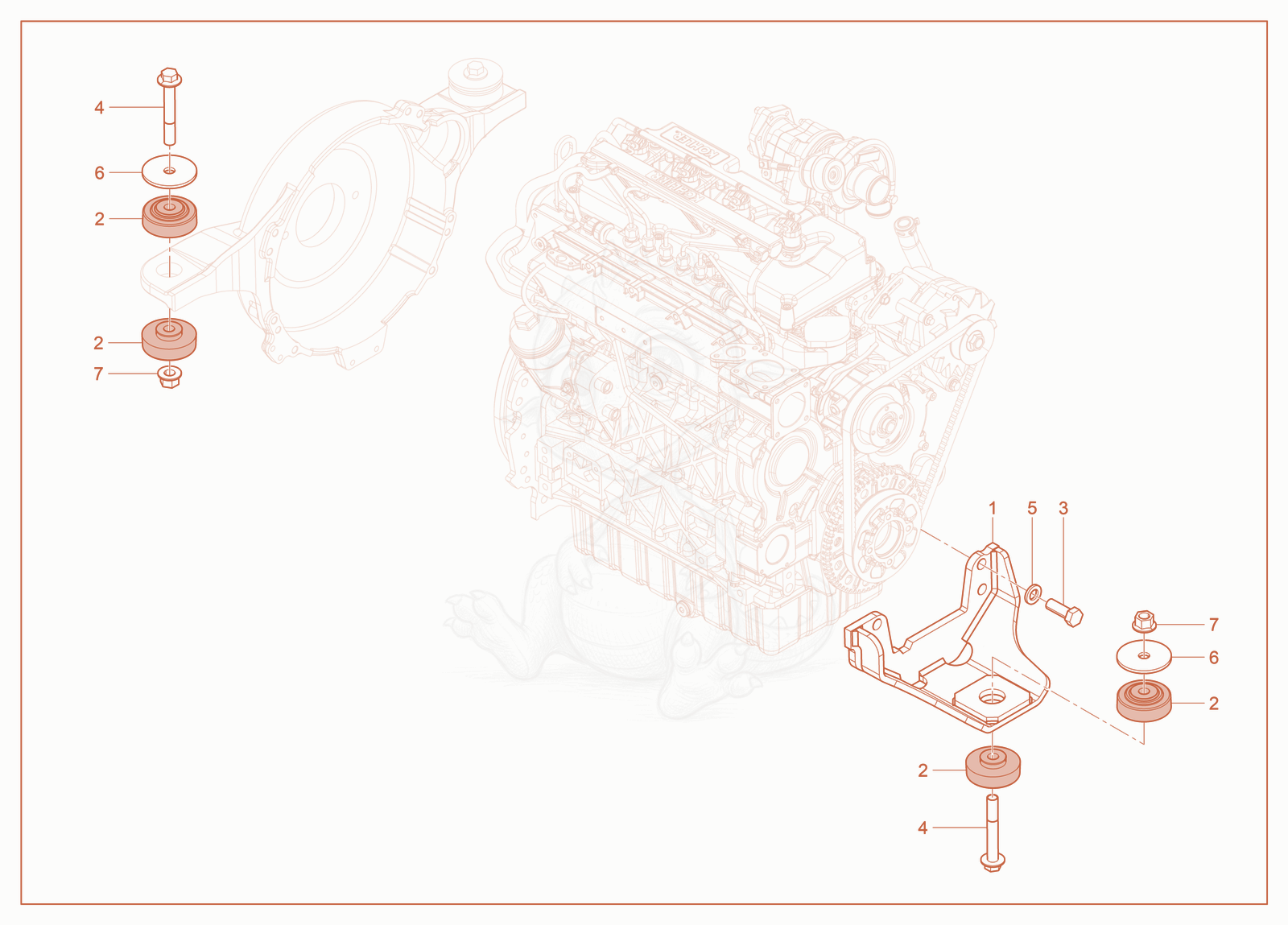 Exploded parts diagram of the Rear Engine Mount (2504) of a Wacker Neuson ST50, with numbered balloons