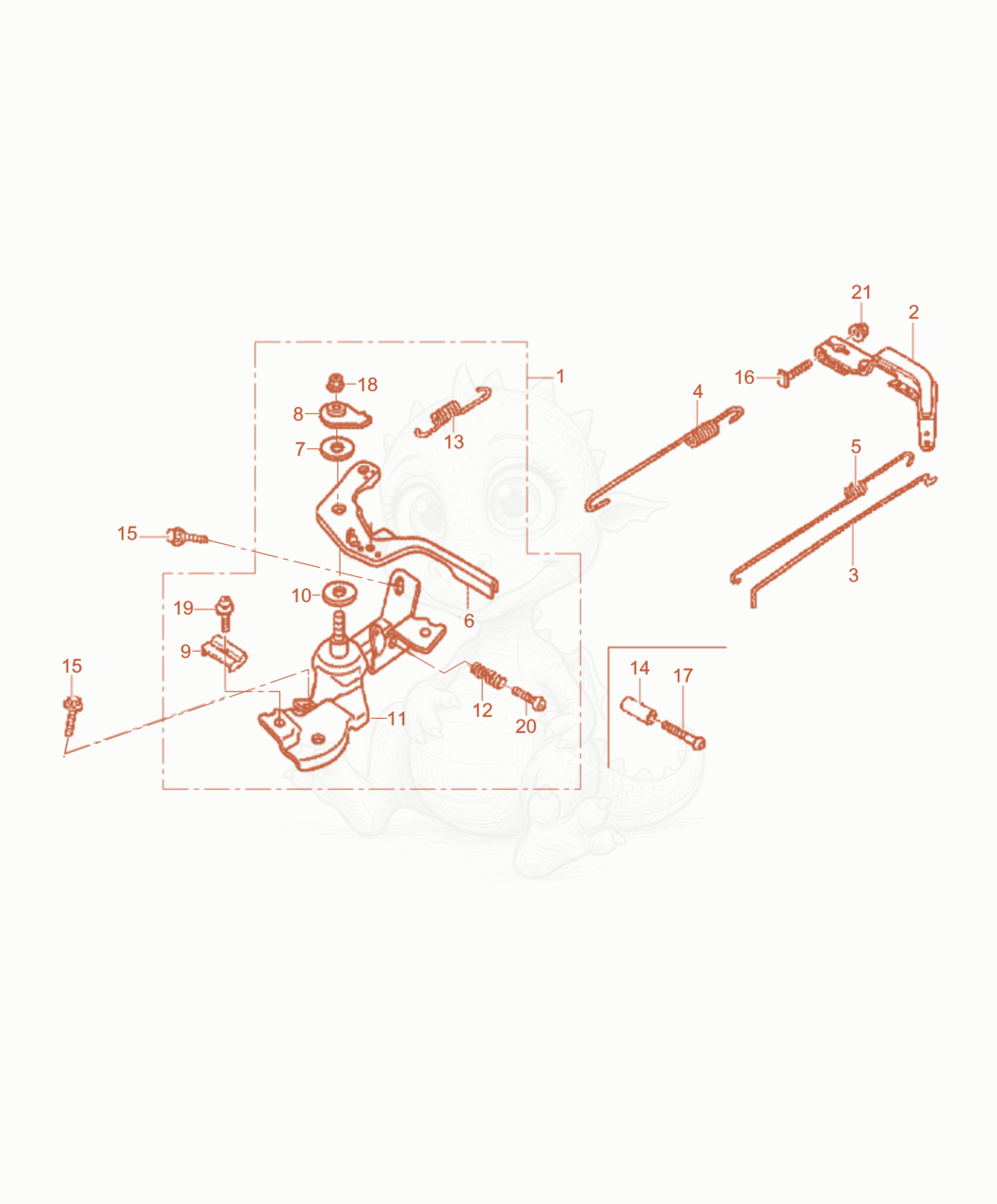Exploded parts diagram of the Governor of a Wacker Neuson VP1135AU, with numbered balloons