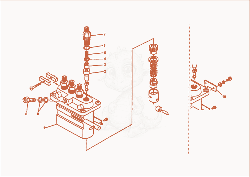 Exploded parts diagram of the injection pump of a Wacker Neuson 3500/6002, with numbered balloons