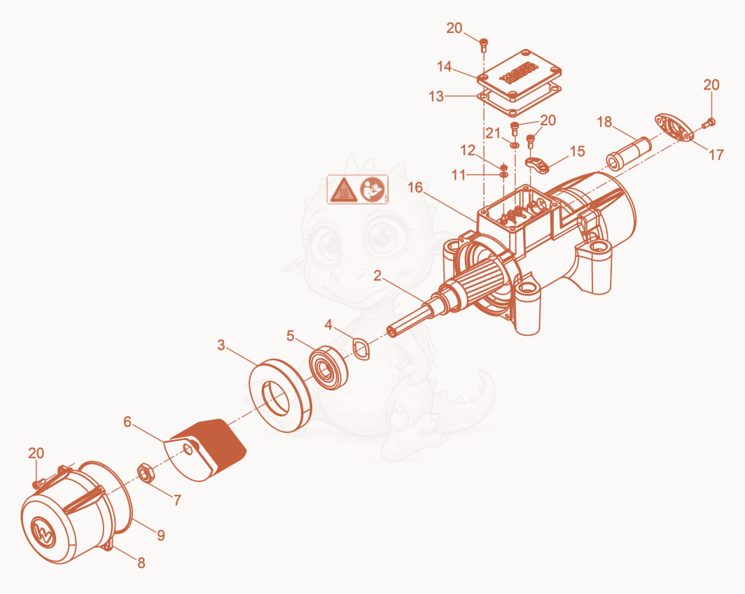 Exploded parts diagram of the External Vibrator cpl. of a Wacker Neuson AR34/3/230V, with numbered balloons