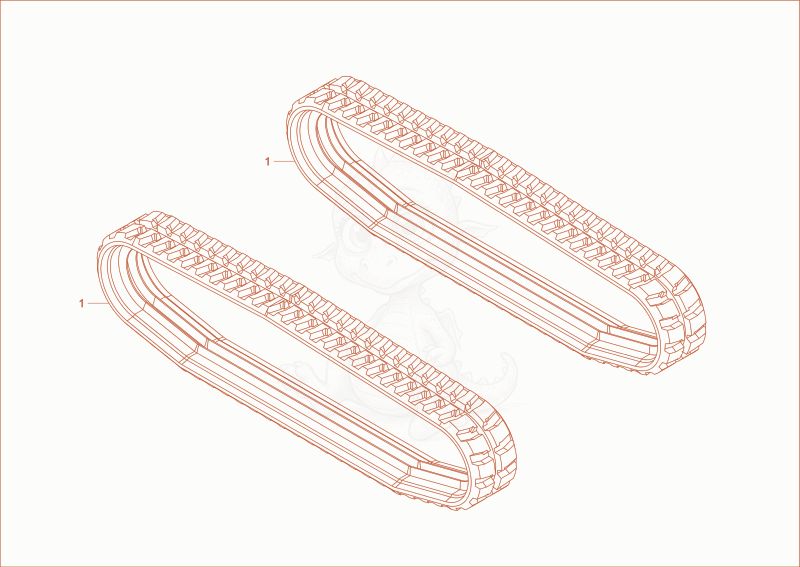 Exploded parts diagram of the RUBBER TRACK of a Wacker Neuson DT23, with numbered balloons