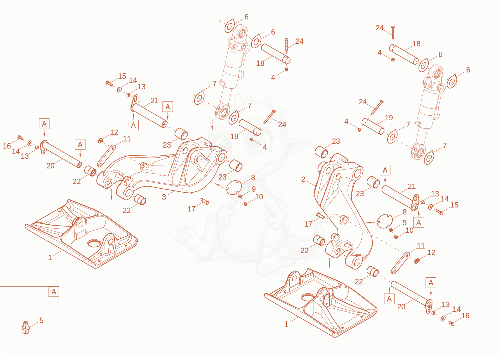 Exploded parts diagram of the Stabilizers (Option) of a Wacker Neuson EW100-2, with numbered balloons