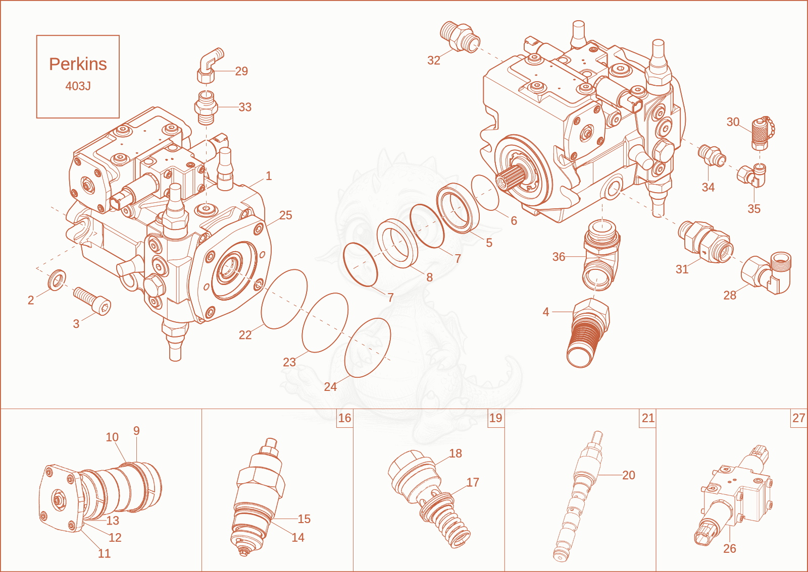 Exploded parts diagram of the HYDRAULIC PUMP (Option) of a Wacker Neuson DW30, with numbered balloons