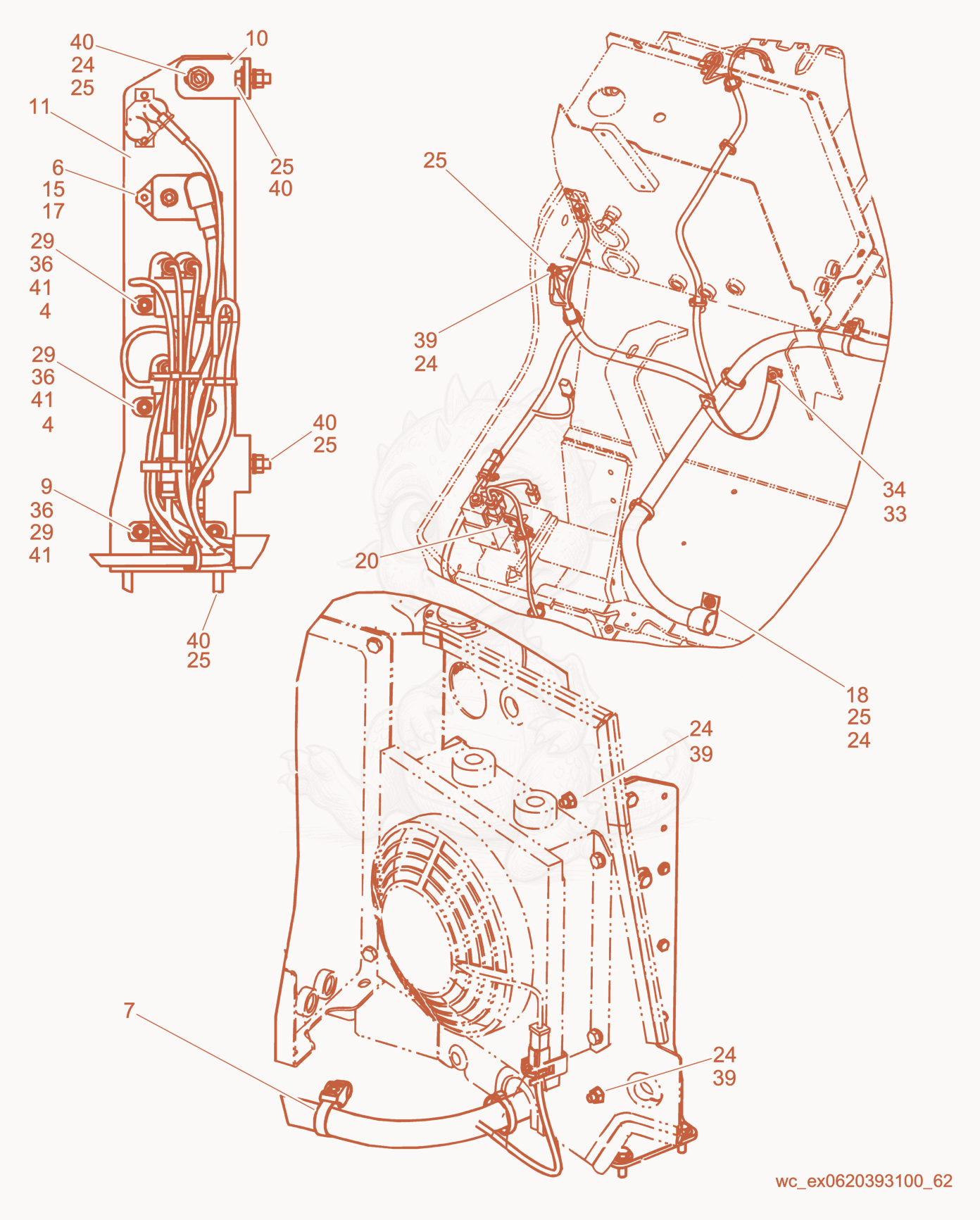 Despiece del Wiring Diagram - Engine StartRelay de una máquina Wacker Neuson RD27-100, con globos numerados