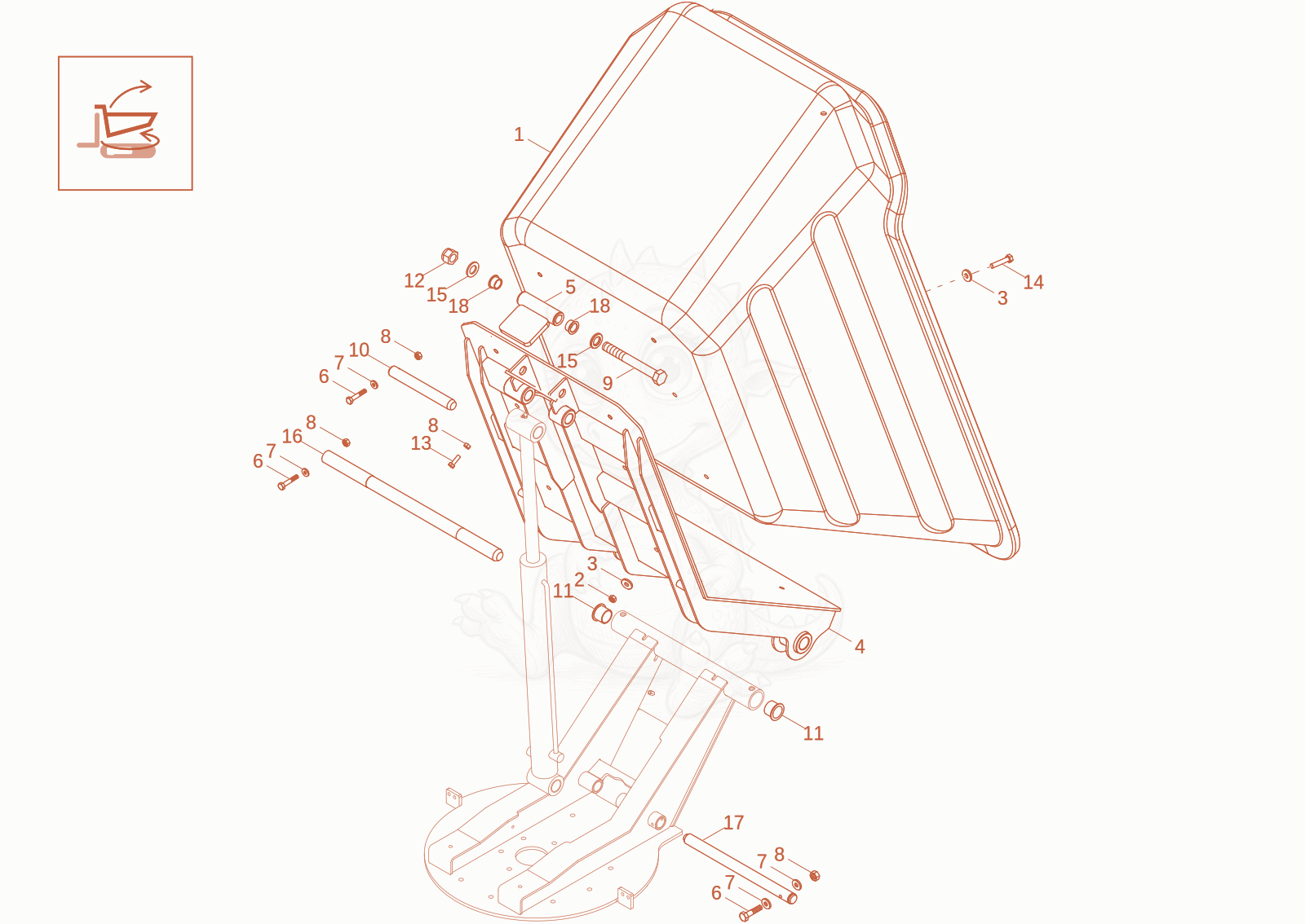 Exploded parts diagram of the skip 5 (option) of a Wacker Neuson DT10, with numbered balloons