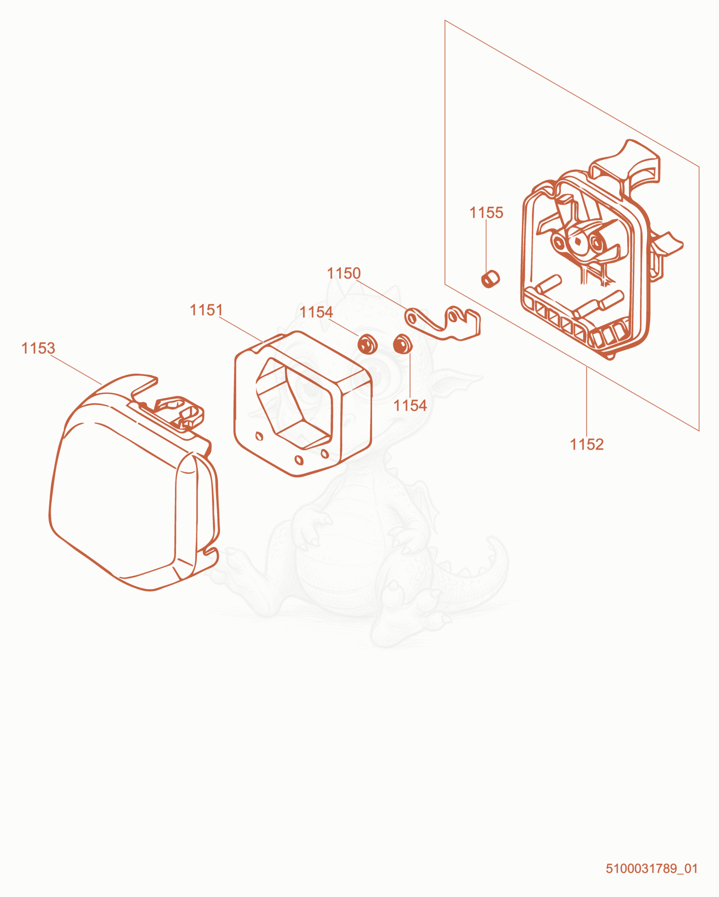 Exploded parts diagram of the Air Cleaner cpl. of a Wacker Neuson PG1, with numbered balloons