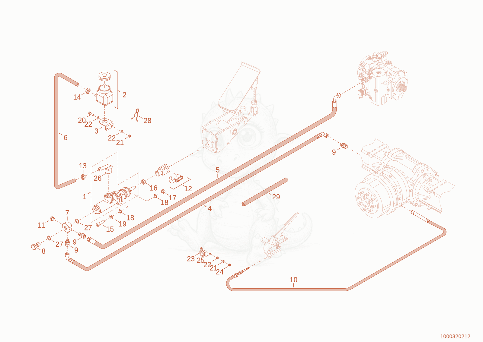 Exploded parts diagram of the brake assembly of a Wacker Neuson WL38, with numbered balloons