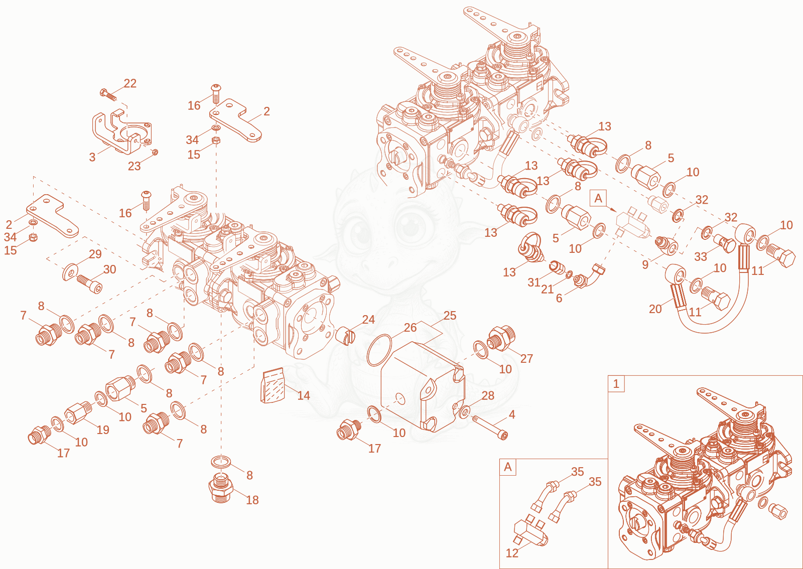 Exploded parts diagram of the PUMP UNIT of a Wacker Neuson DT12P, with numbered balloons