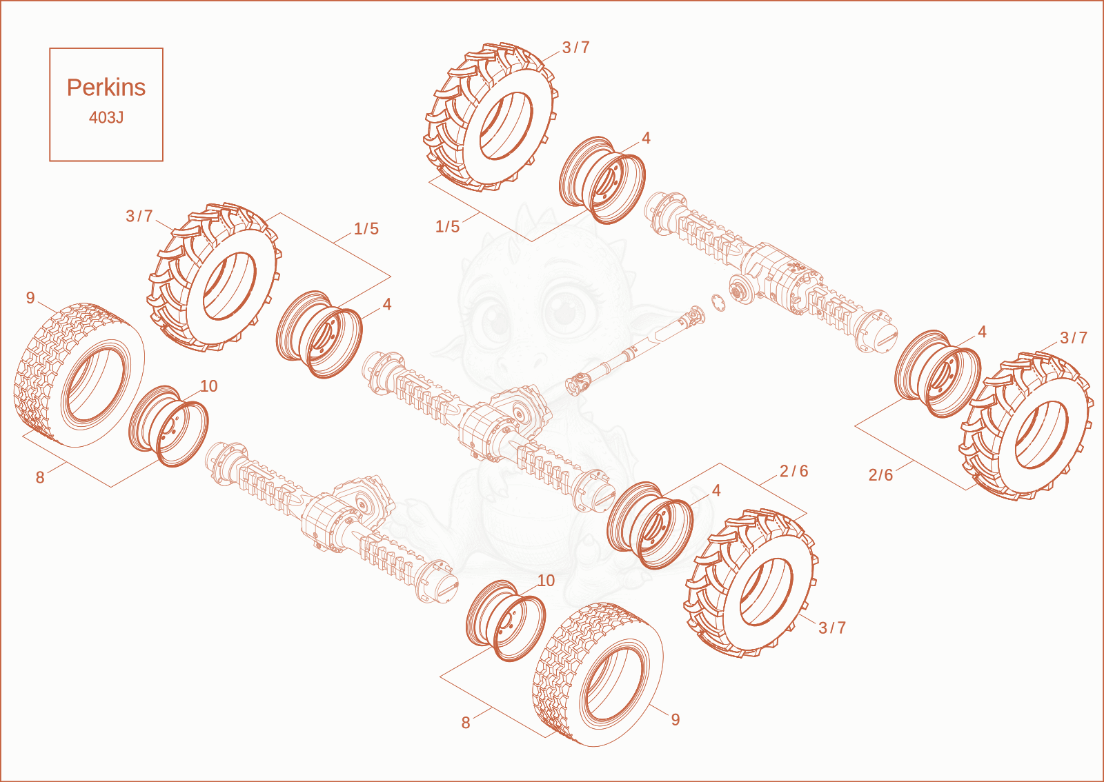 Exploded parts diagram of the WHEELS (Option) of a Wacker Neuson DW30, with numbered balloons