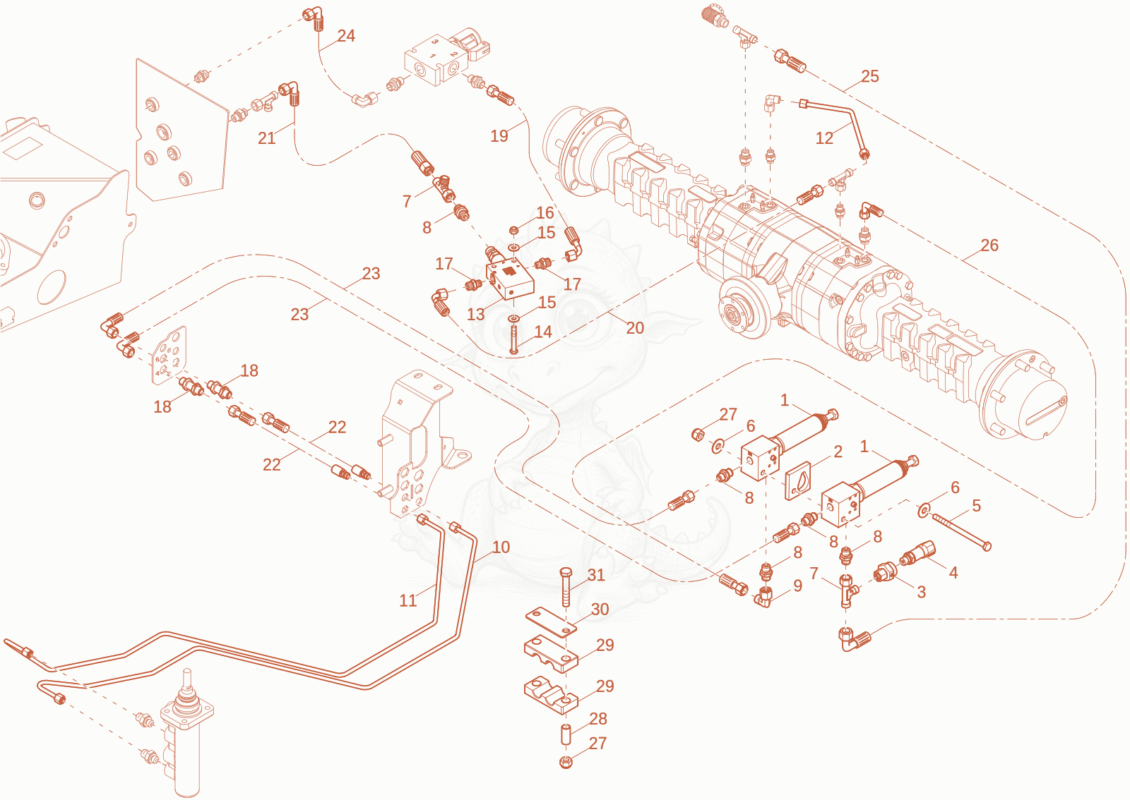 Exploded parts diagram of the BRAKE INSTALLTION of a Wacker Neuson DV45, with numbered balloons