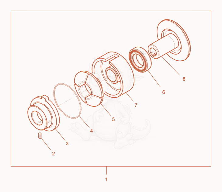 Exploded parts diagram of the Clutch cpl. of a Wacker Neuson CT36ADP, with numbered balloons