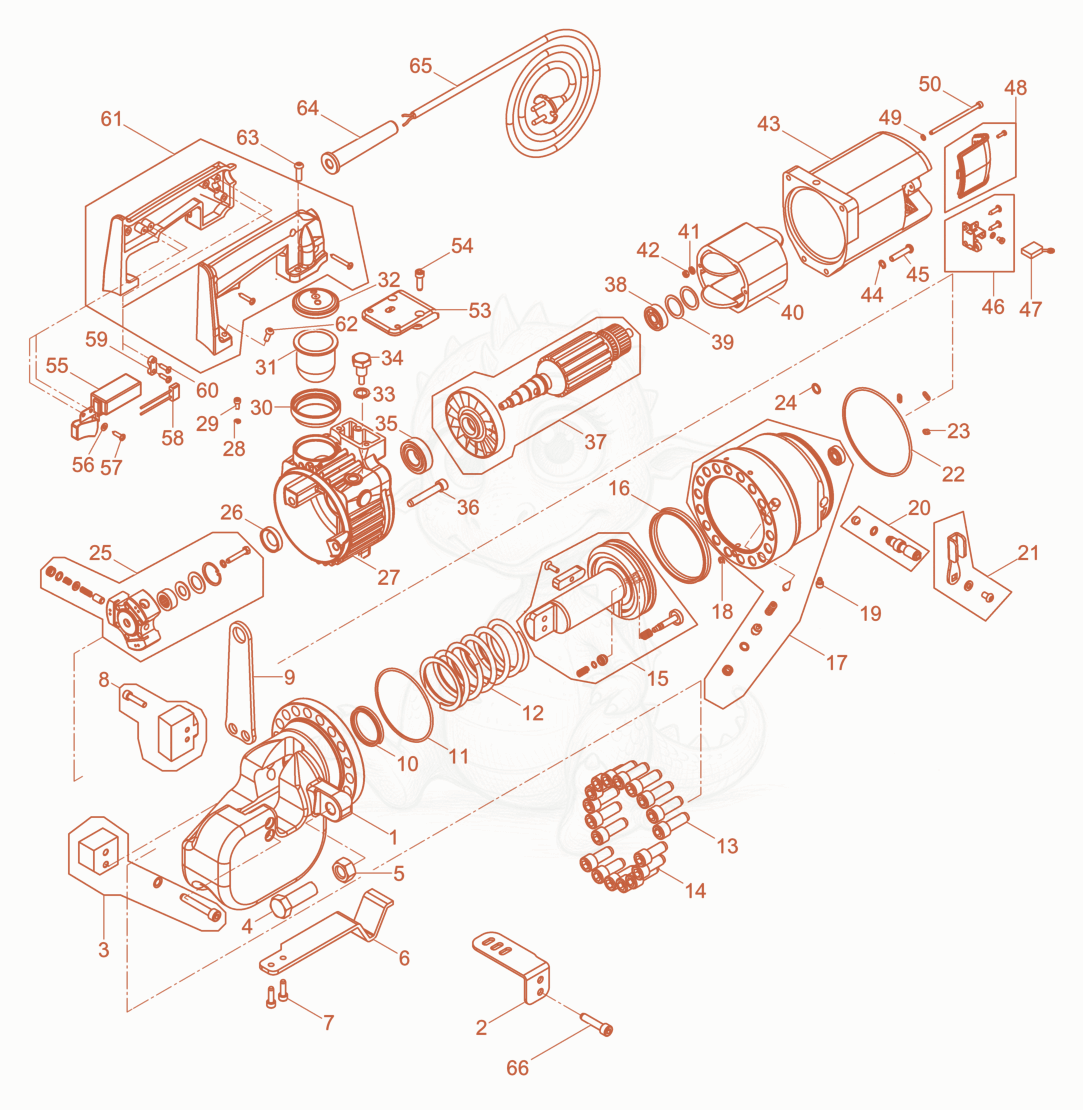 Exploded parts diagram of the Reinforcement Cutting Equipment of a Wacker Neuson RCP-32/230, with numbered balloons