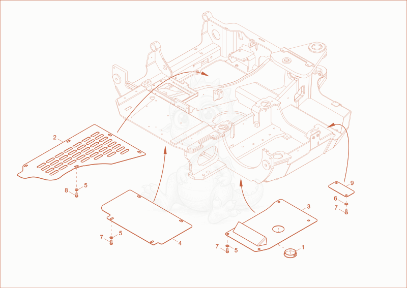 Exploded parts diagram of the chassis cover of a Wacker Neuson ET35, with numbered balloons