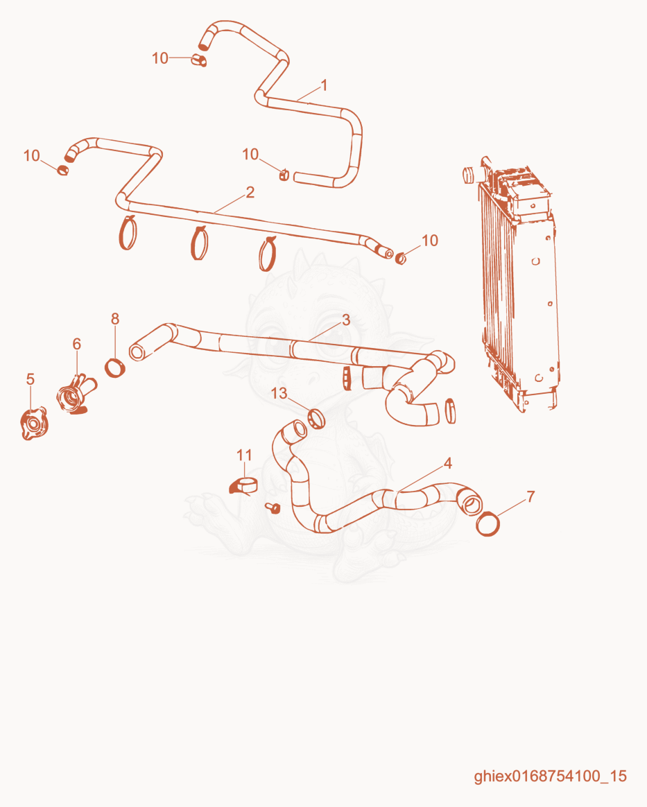 Exploded parts diagram of the Cooling System of a Wacker Neuson HSH700G, with numbered balloons