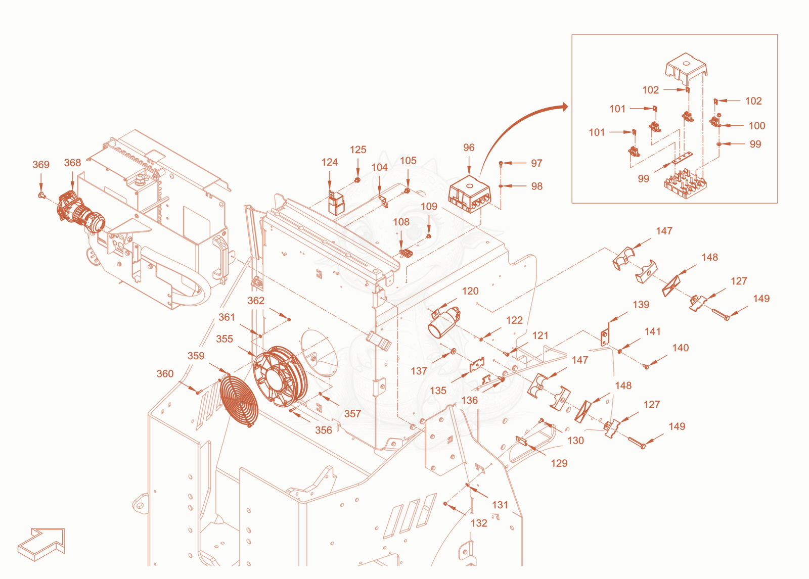 Exploded parts diagram of the electrical system of a Wacker Neuson RD24-100CE, with numbered balloons