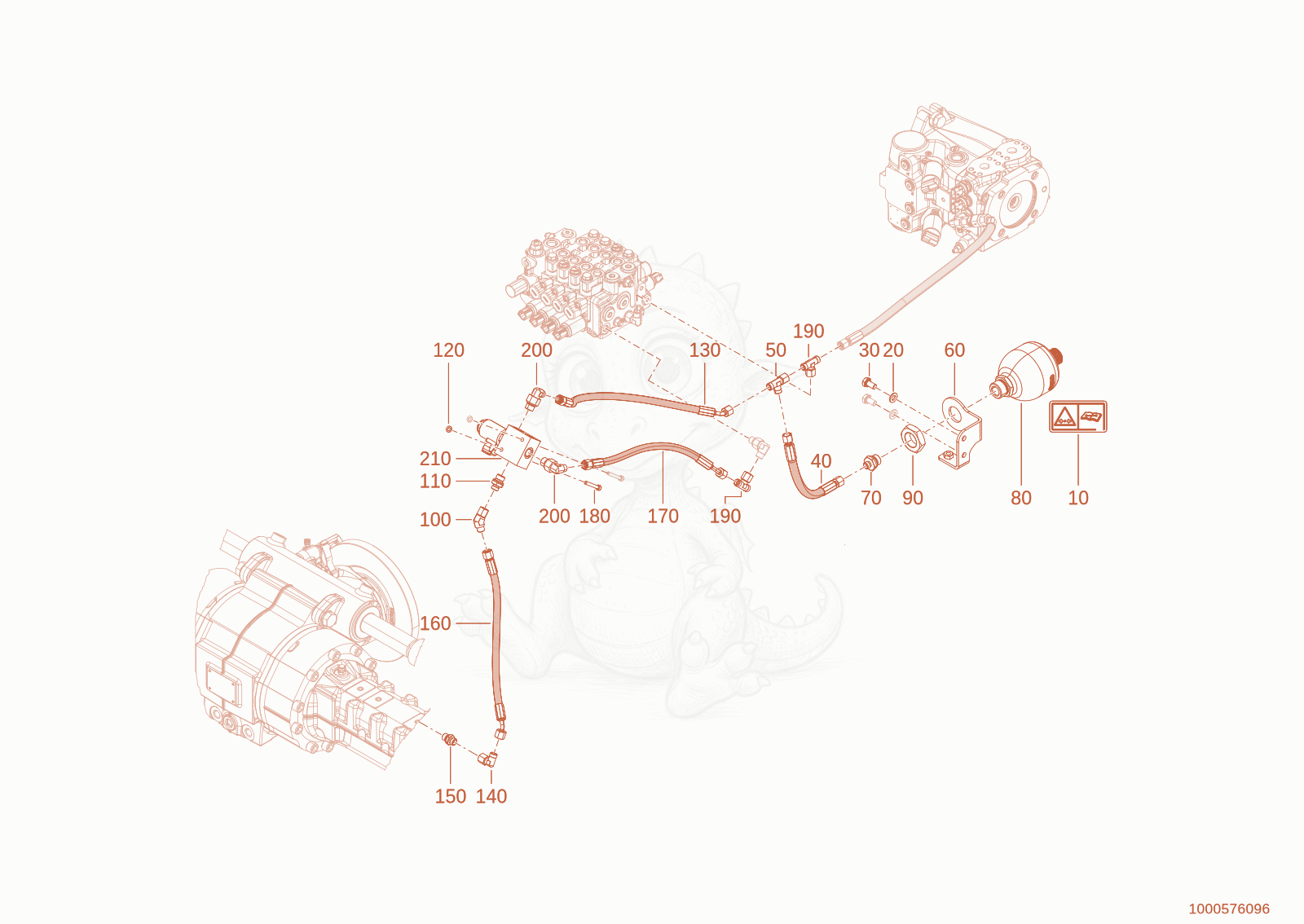 Exploded parts diagram of the Pressure relief 3.control circuit of a Wacker Neuson TH625(T06-01), with numbered balloons