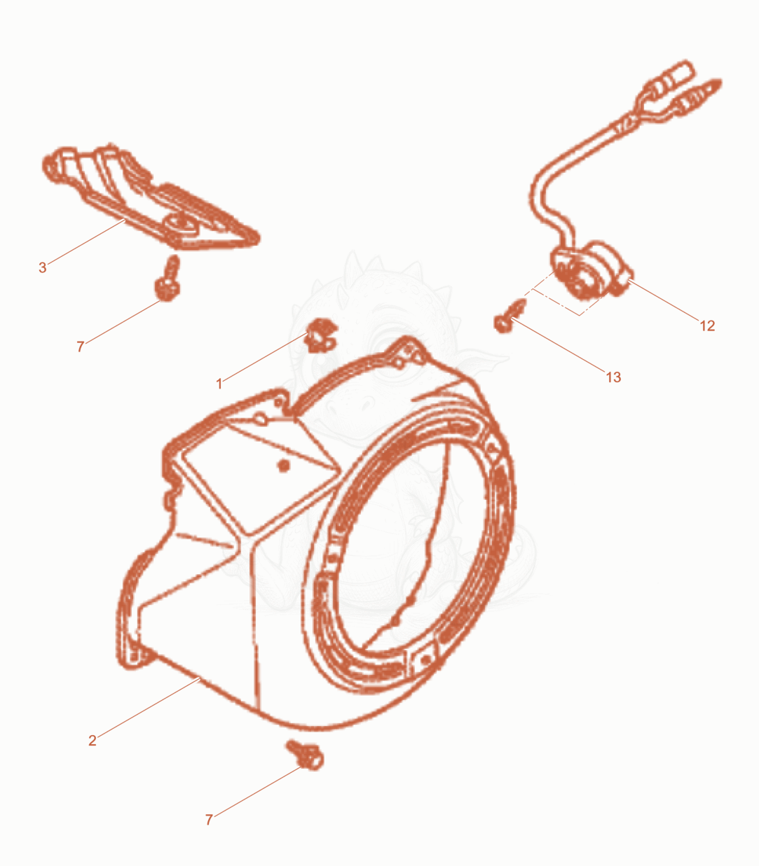 Exploded parts diagram of the Fan hood of a Wacker Neuson RD7AFHRC, with numbered balloons