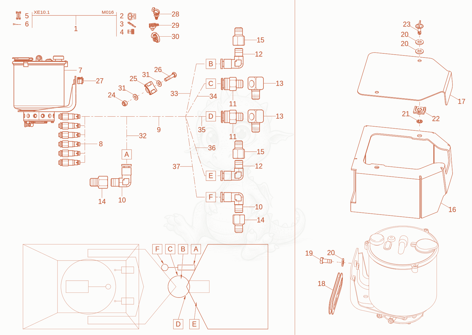 Exploded parts diagram of the LUBRICATION (OPTION) of a Wacker Neuson DV90, with numbered balloons