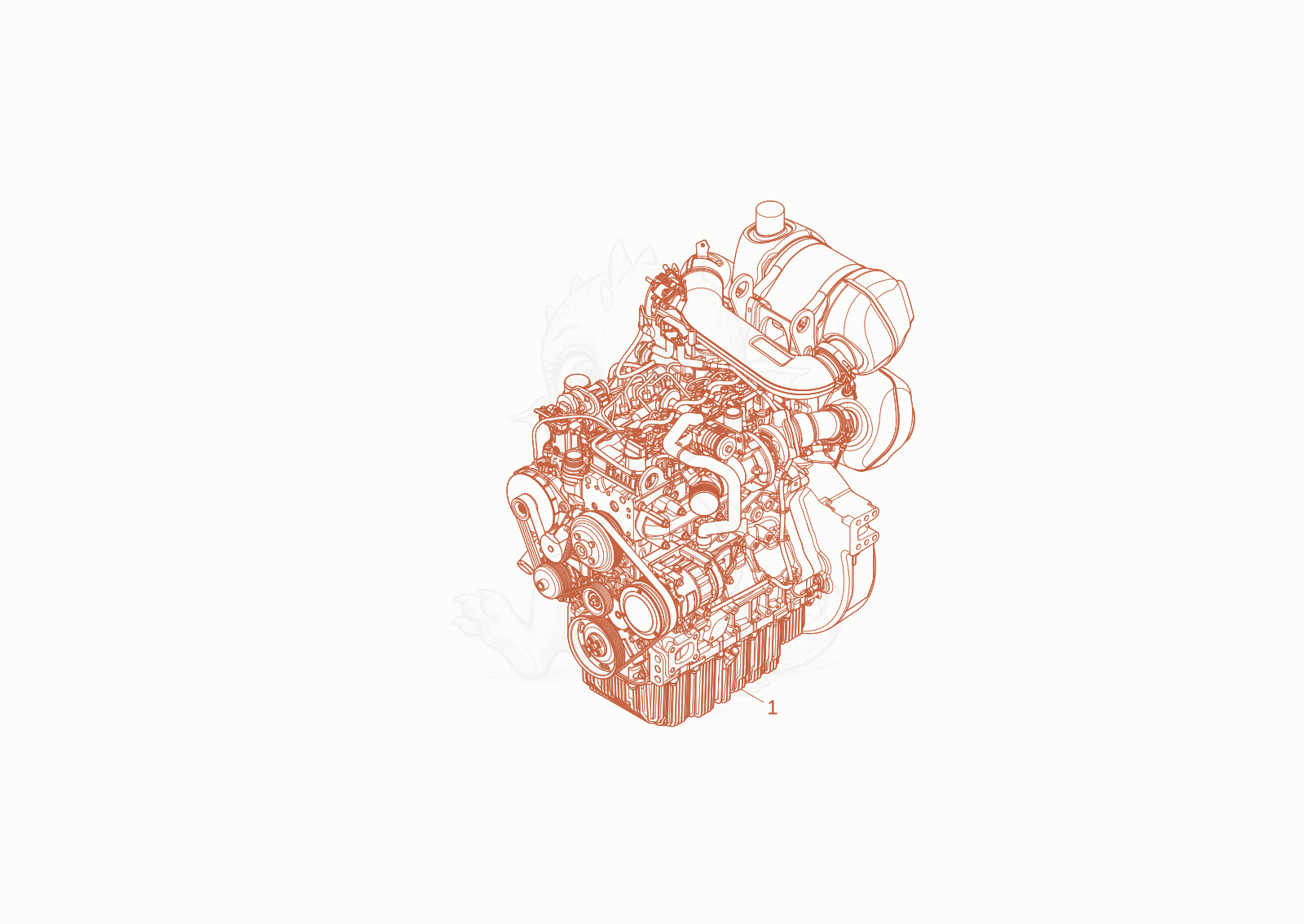 Exploded parts diagram of the diesel engine (Option) of a Wacker Neuson EW100-2, with numbered balloons