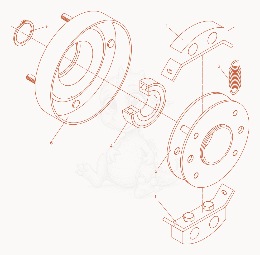 Exploded parts diagram of the Centrifugal Clutch of a Wacker Neuson DPS3050, with numbered balloons
