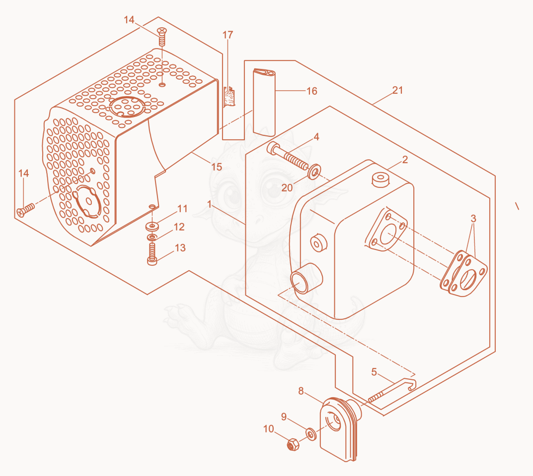 Exploded parts diagram of the Exhaust Silencer of a Wacker Neuson DPS3060HV, with numbered balloons