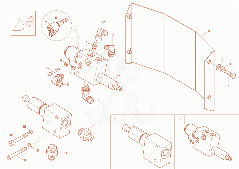 Exploded parts diagram of the QHS hydraulically VALVE (Option) of a Wacker Neuson ST45(S04-04), with numbered balloons