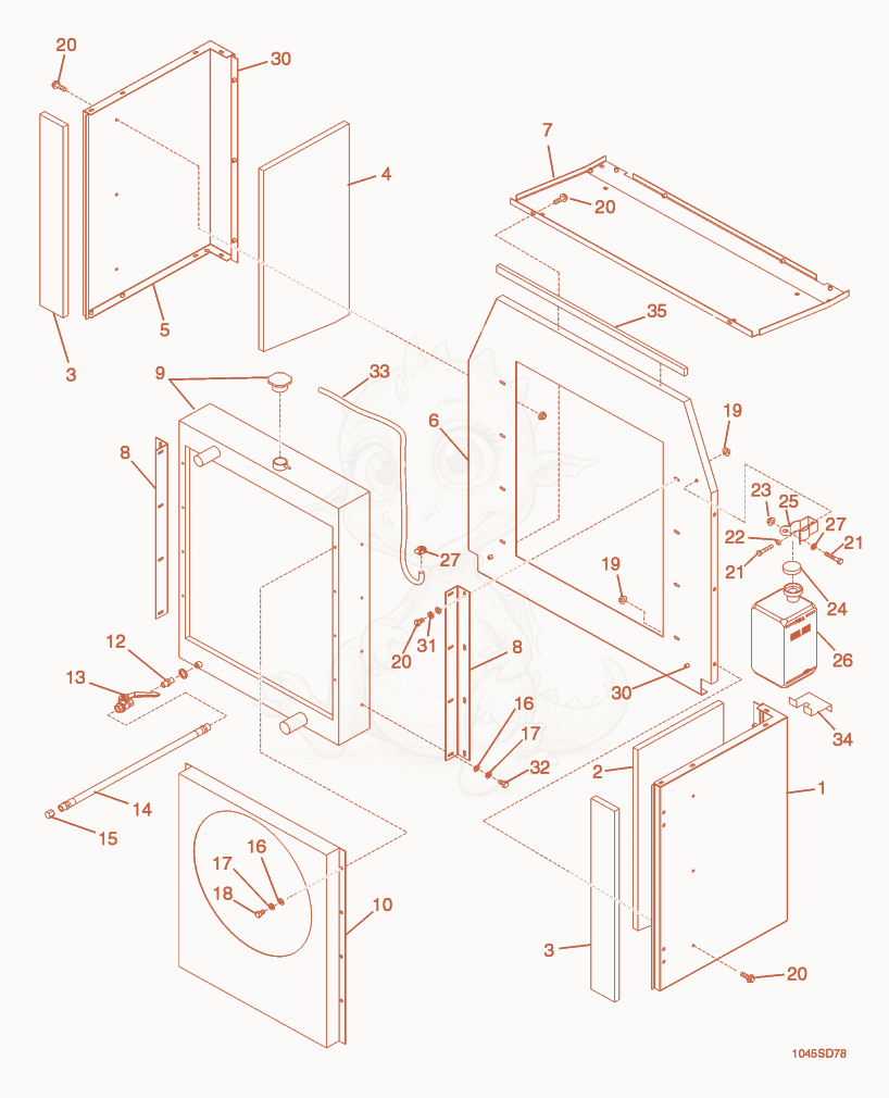 Despiece del Radiator cpl. de una máquina Wacker Neuson G155, con globos numerados