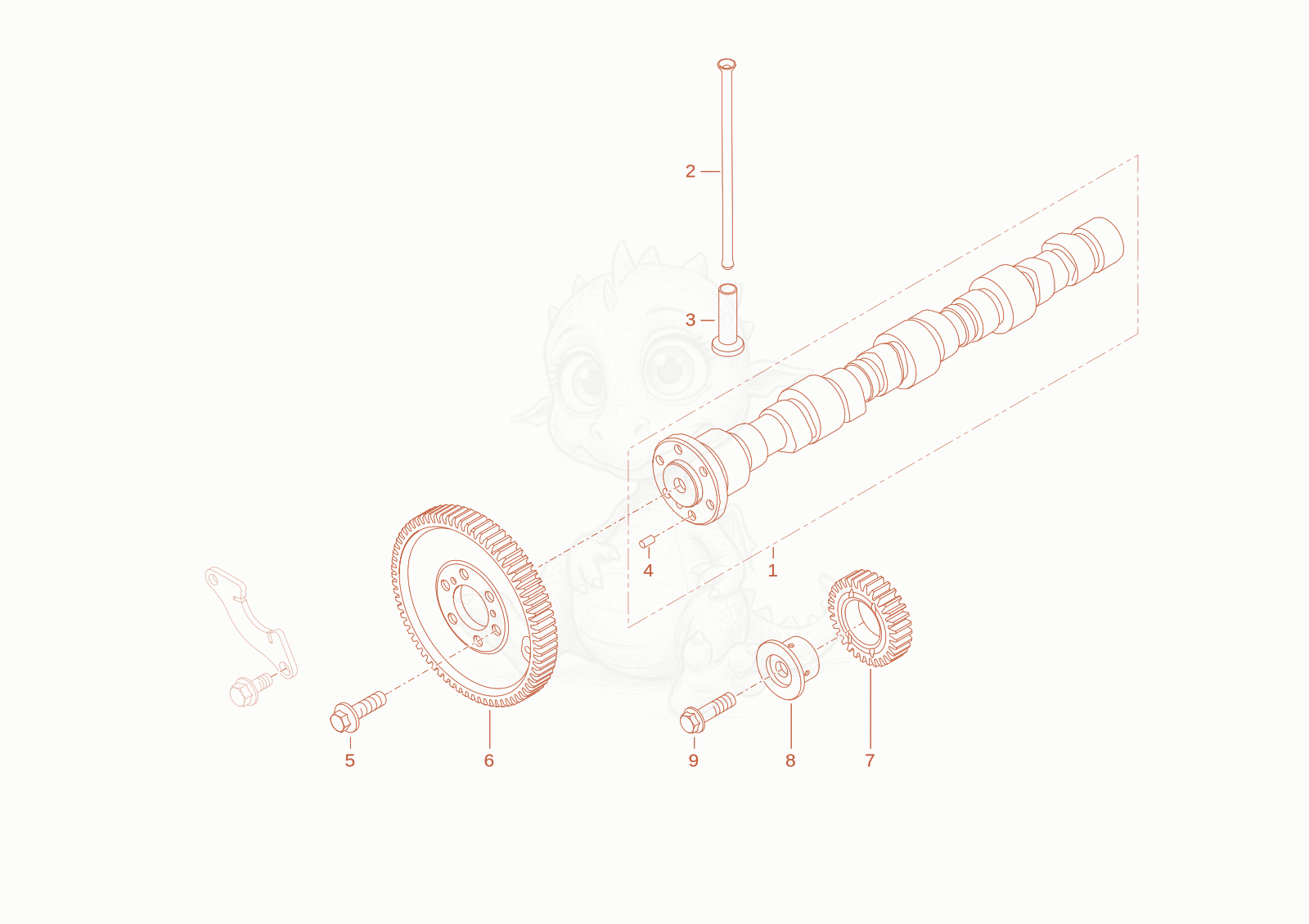Exploded parts diagram of the CAMSHAFT of a Wacker Neuson WL70T4F, with numbered balloons
