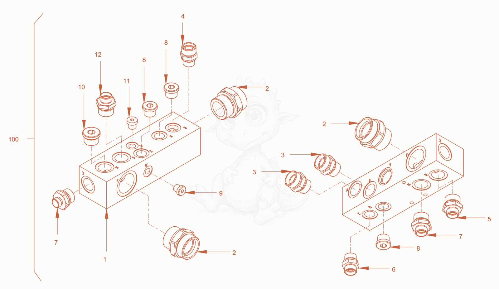 Exploded parts diagram of the hydraulic oil tank of a Wacker Neuson RC110USROPS, with numbered balloons