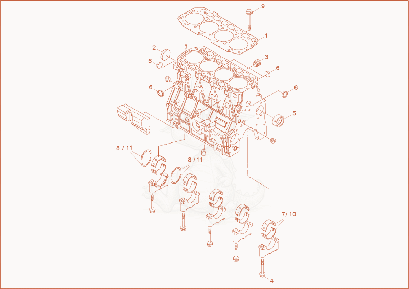 Exploded parts diagram of the cylinder block of a Wacker Neuson 6003, with numbered balloons
