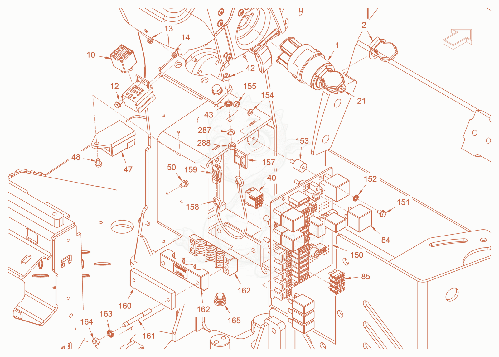 Exploded parts diagram of the electrical system of a Wacker Neuson RD18-100.3, with numbered balloons
