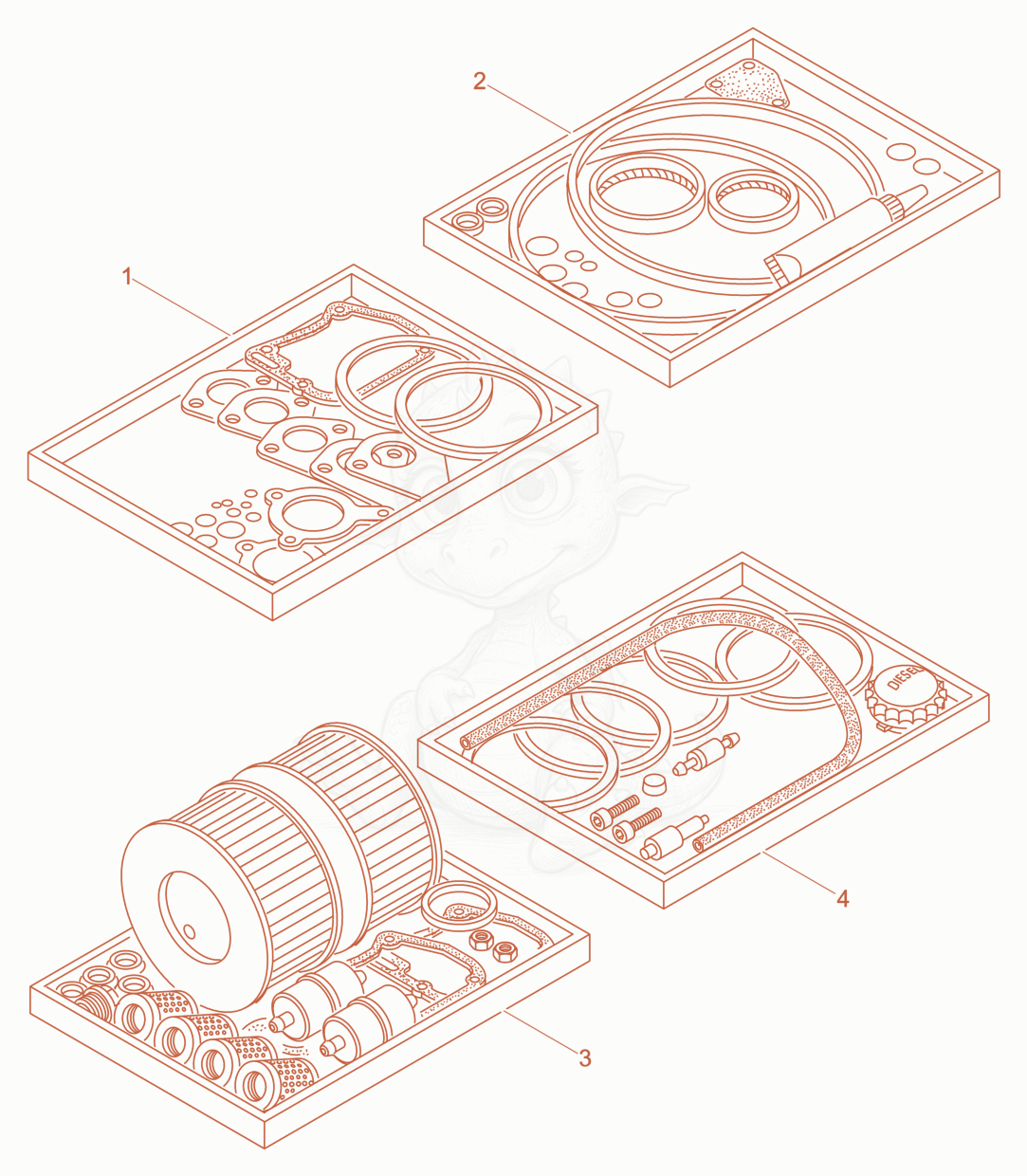 Exploded parts diagram of the Spare Parts Kits of a Wacker Neuson DPU6555HS, with numbered balloons