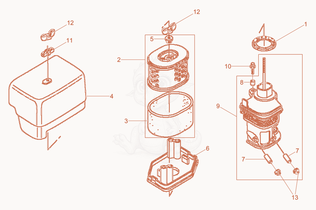 Exploded parts diagram of the Air Cleaner of a Wacker Neuson BPU5045A, with numbered balloons