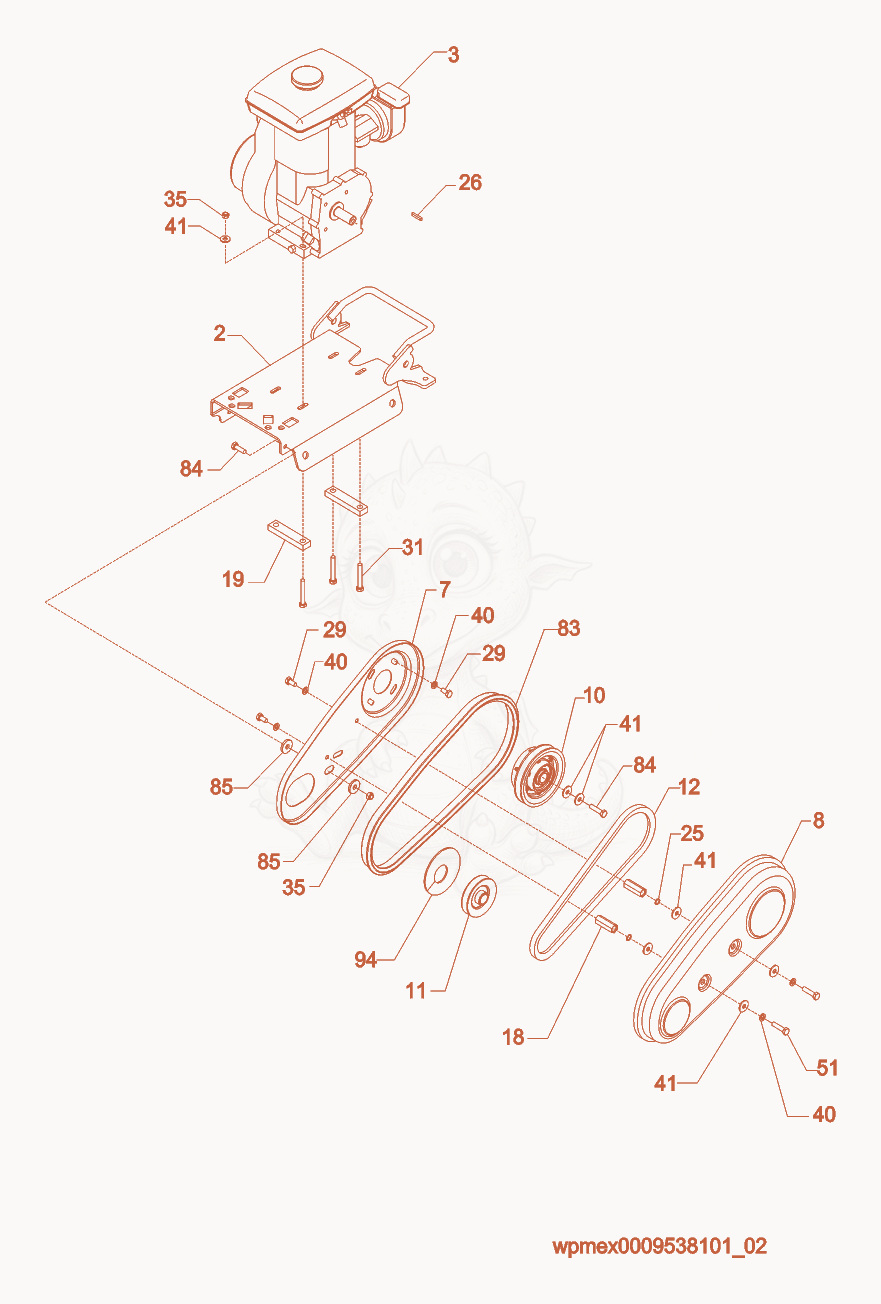 Exploded parts diagram of the Drive cpl. of a Wacker Neuson AP1550R, with numbered balloons