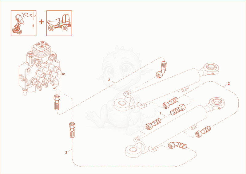 Exploded parts diagram of the SWIVEL CYLINDER OPERATION (Option) of a Wacker Neuson DW30, with numbered balloons
