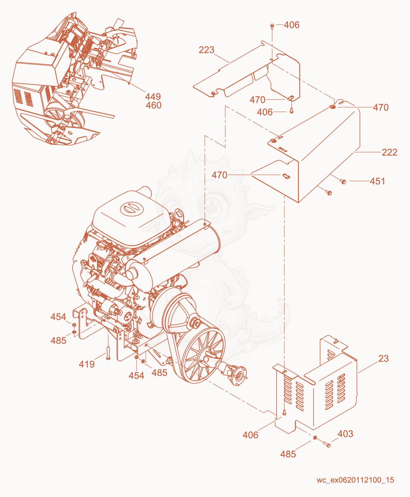 Exploded parts diagram of the Engine Compartment of a Wacker Neuson CRT48-35VEU, with numbered balloons
