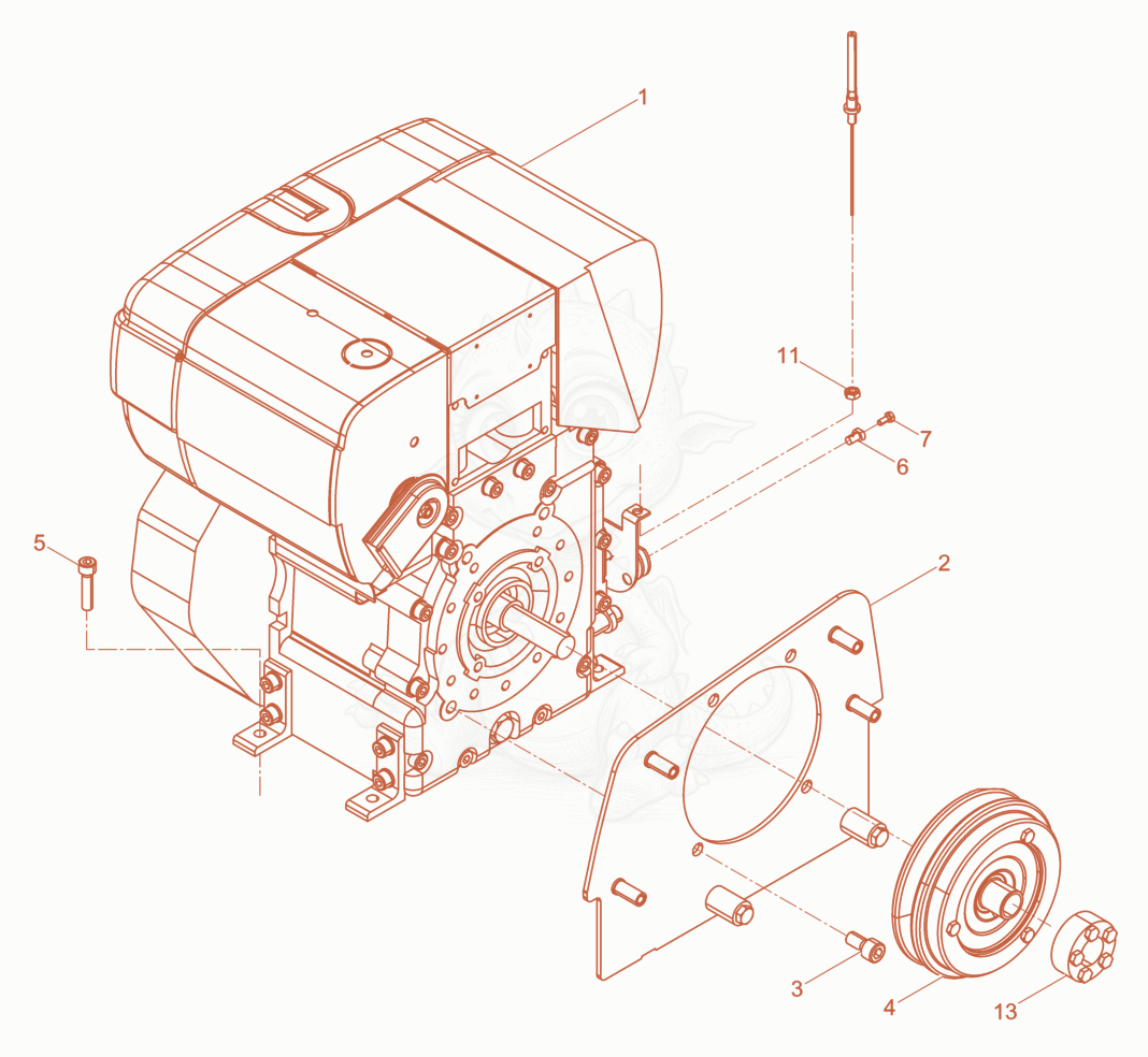 Exploded parts diagram of the Engine complete of a Wacker Neuson DPU2560H-TS, with numbered balloons