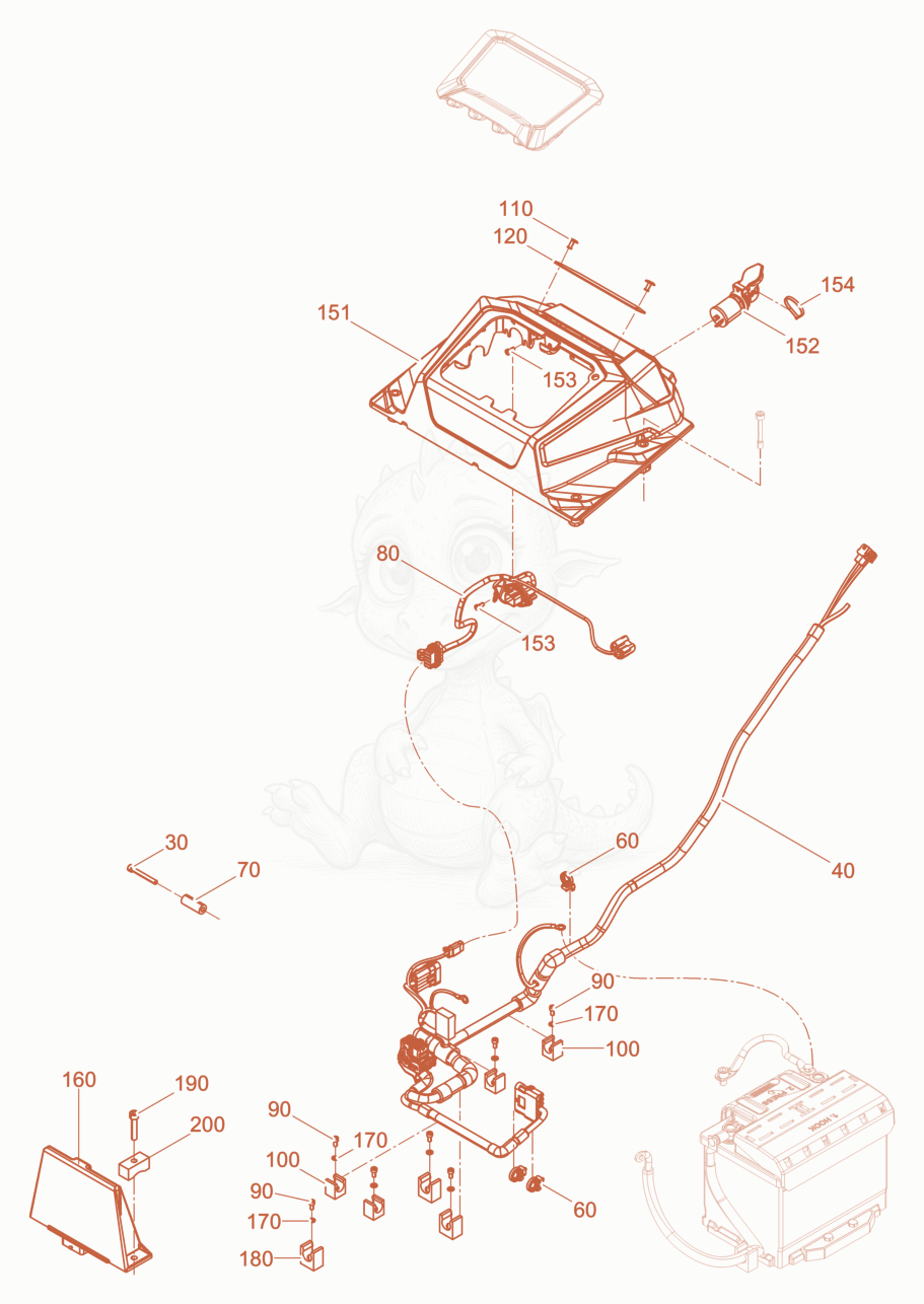 Exploded parts diagram of the Electric 1B50E of a Wacker Neuson XPUKMAT, with numbered balloons